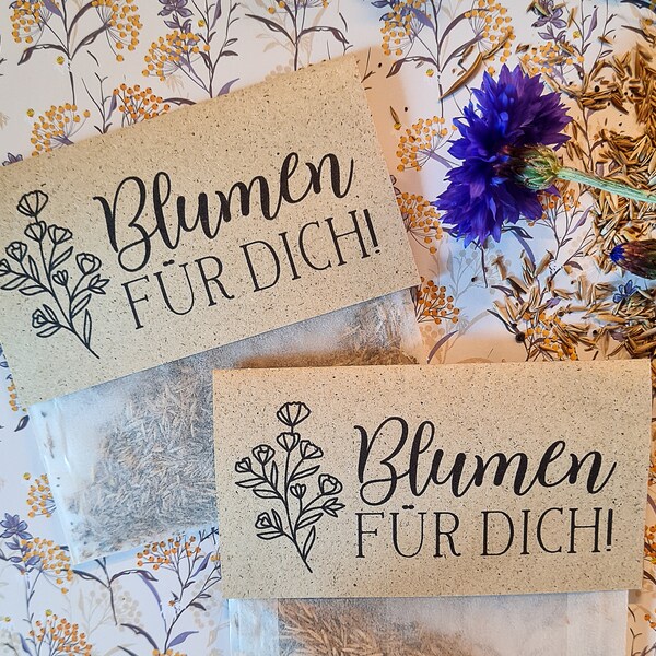 Blumensamen in Tütchen als Gastgeschenk | "Blumen für dich" | Für Hochzeit Taufe Kommunion etc.