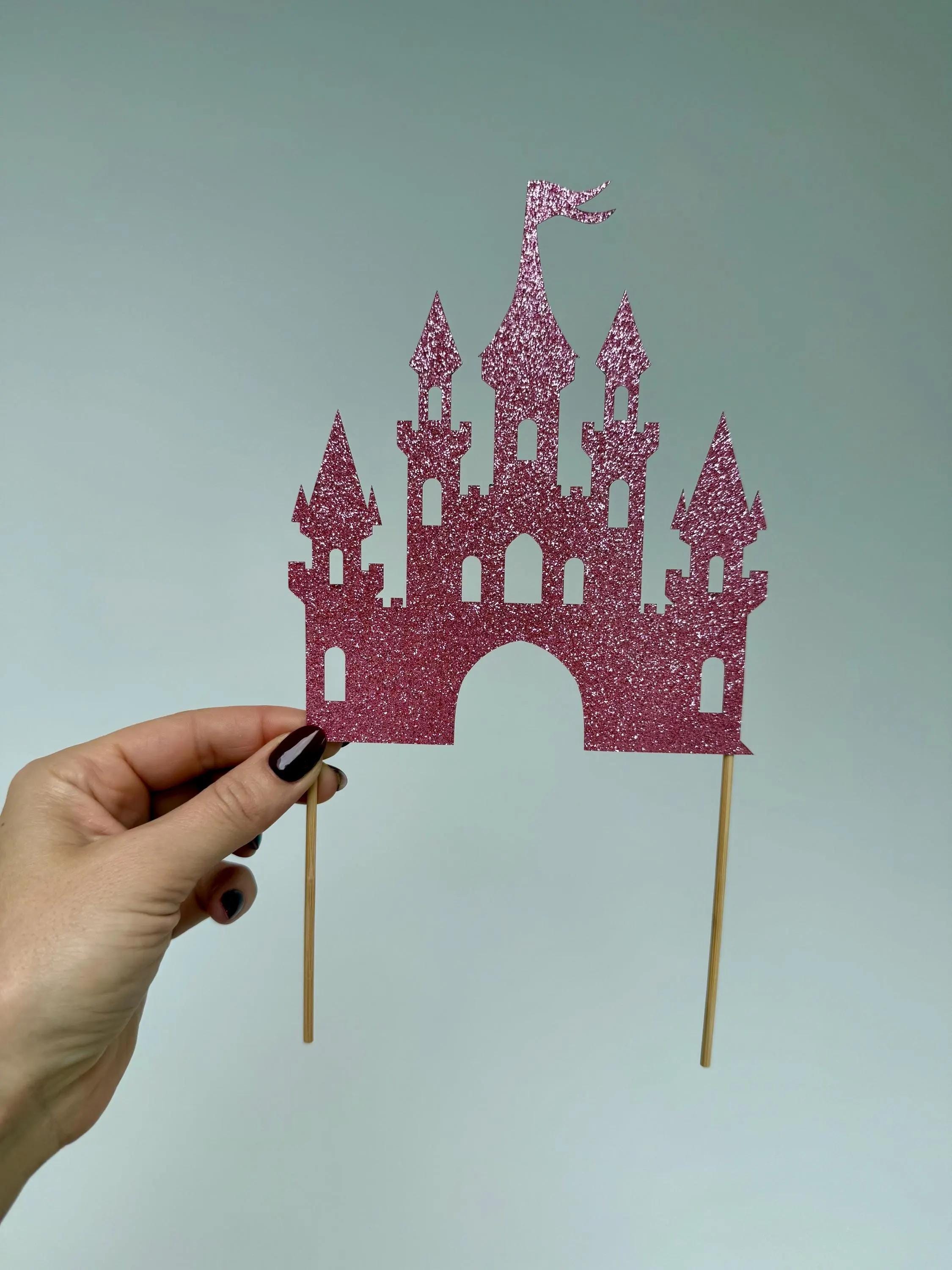 Pink Glitter Castle Cake Topper | Princess Birthday Party, Fairy Tale ...