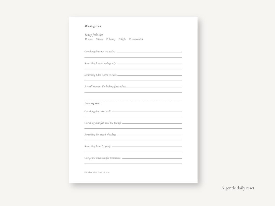 Simple Morning & Evening Reset Printable | Calm Daily Routine | Minimal ...