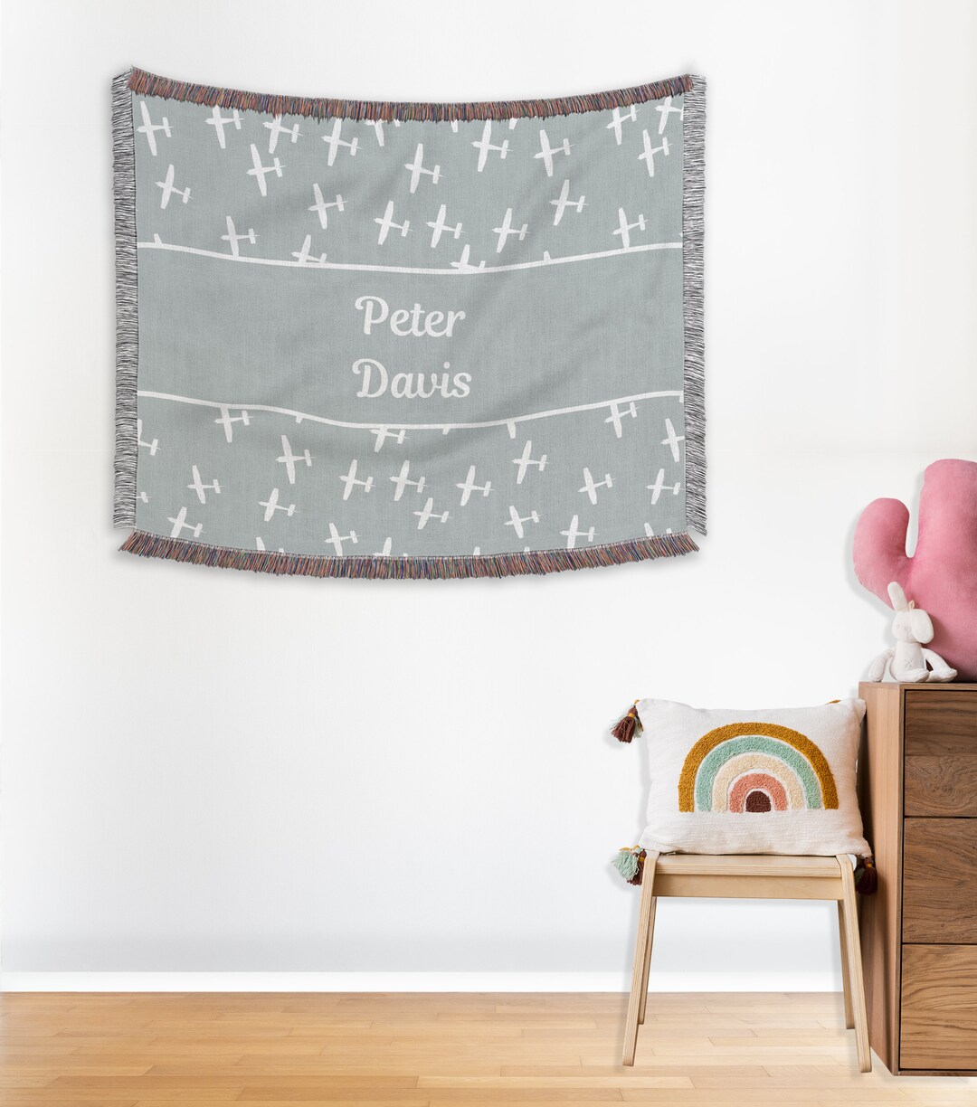 PERSONALIZED Woven Throw BLANKETS With Name for KIDS, Lightweight