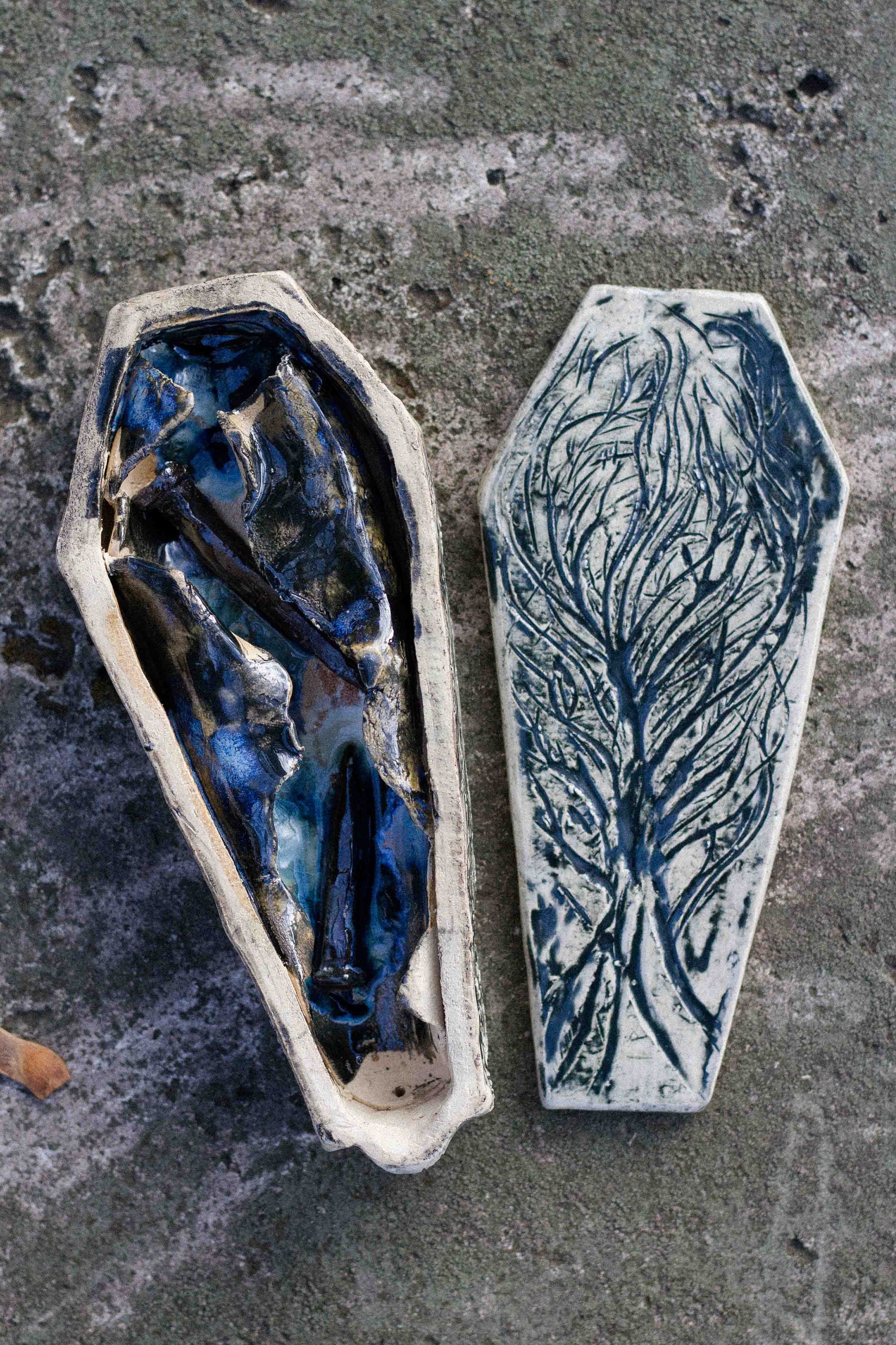 Handmade ceramic coffin incense holder 5 Etsy