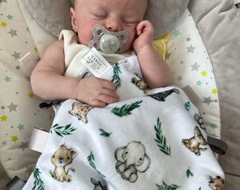Baby Safari Print Comforter with Grey Silk and tags