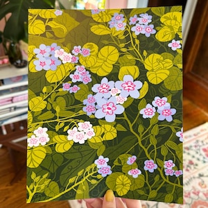 Vergiss mich nicht Blumenpflanze Kunstdruck, ungerahmt 8 x 10 Kunstwerk Postkarte Illustration | Wohnkultur Poster Geschenk | schmierstoffdesign