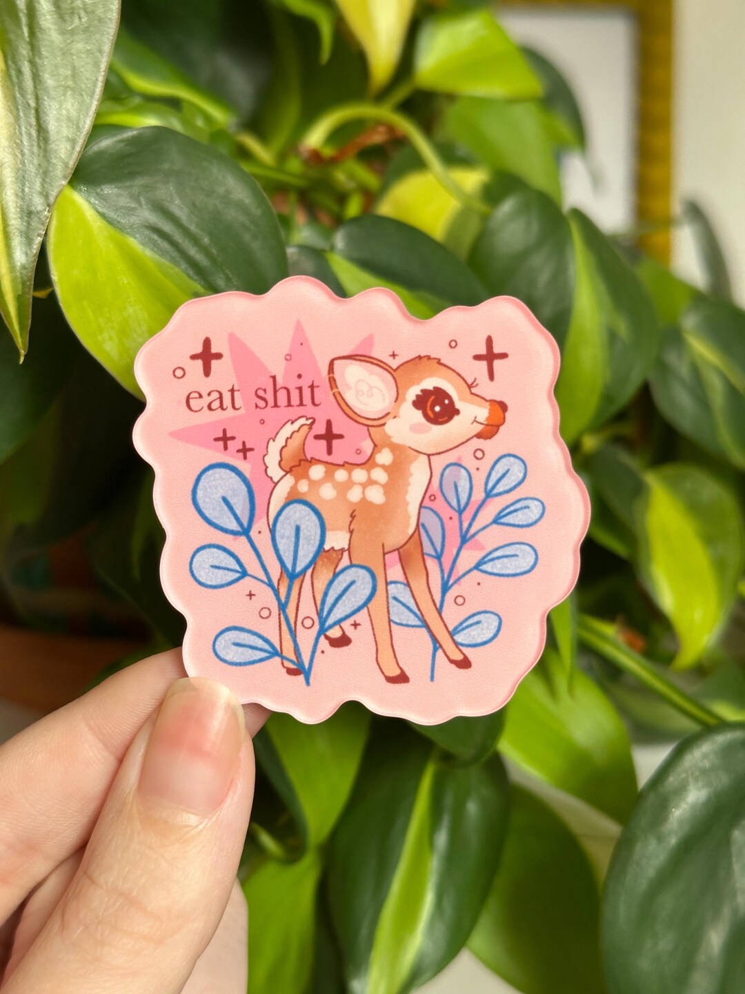 Profanity Animals Eat Shit Cute Deer Glitter Magnet | Hilarious Profanity Animal Weather ...