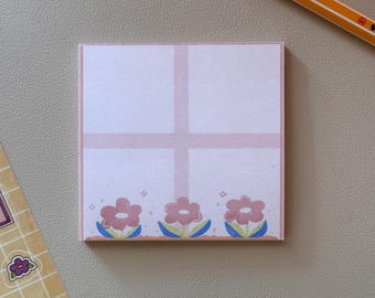 Spring Windowsill Sticky Notes | cute flowers, plant, floral stationery notepads for school supplies, office, memopad, gift | lubremerdesign
