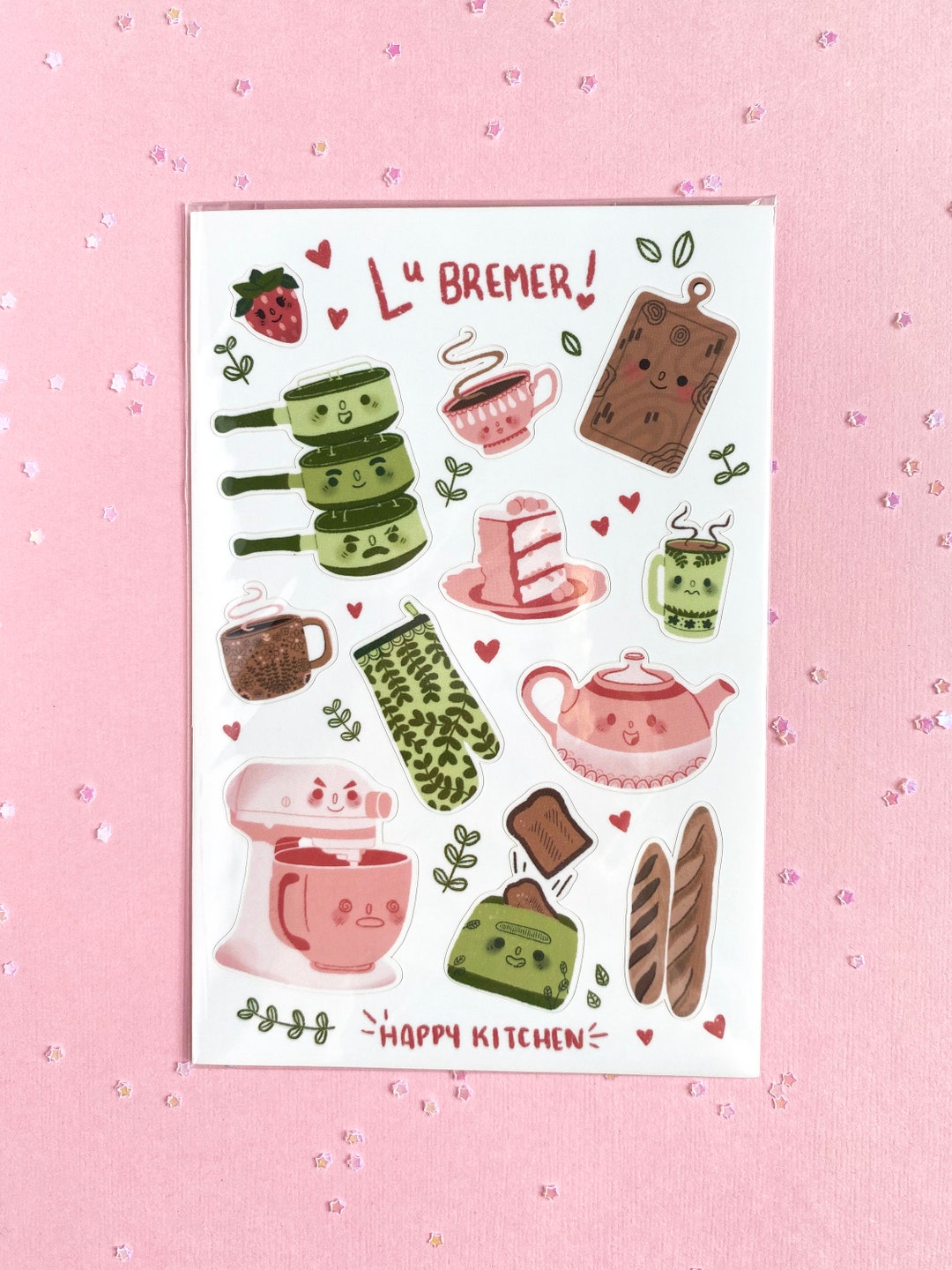 Cute Kitchen Sticker Happy Kitchen Vinyl Sticker Sheet Cute Baking-theme for Planner ...