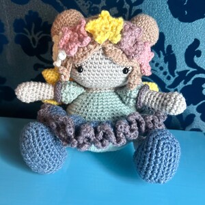 Crochet Fairy Plushie with Blue Dress: Handmade Stuffed Toy, Nursery Gift