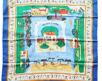 Collector Hermes Scarf 90cm Retour A La Terre By Oliver Dumas Rare Silk Twill Carre