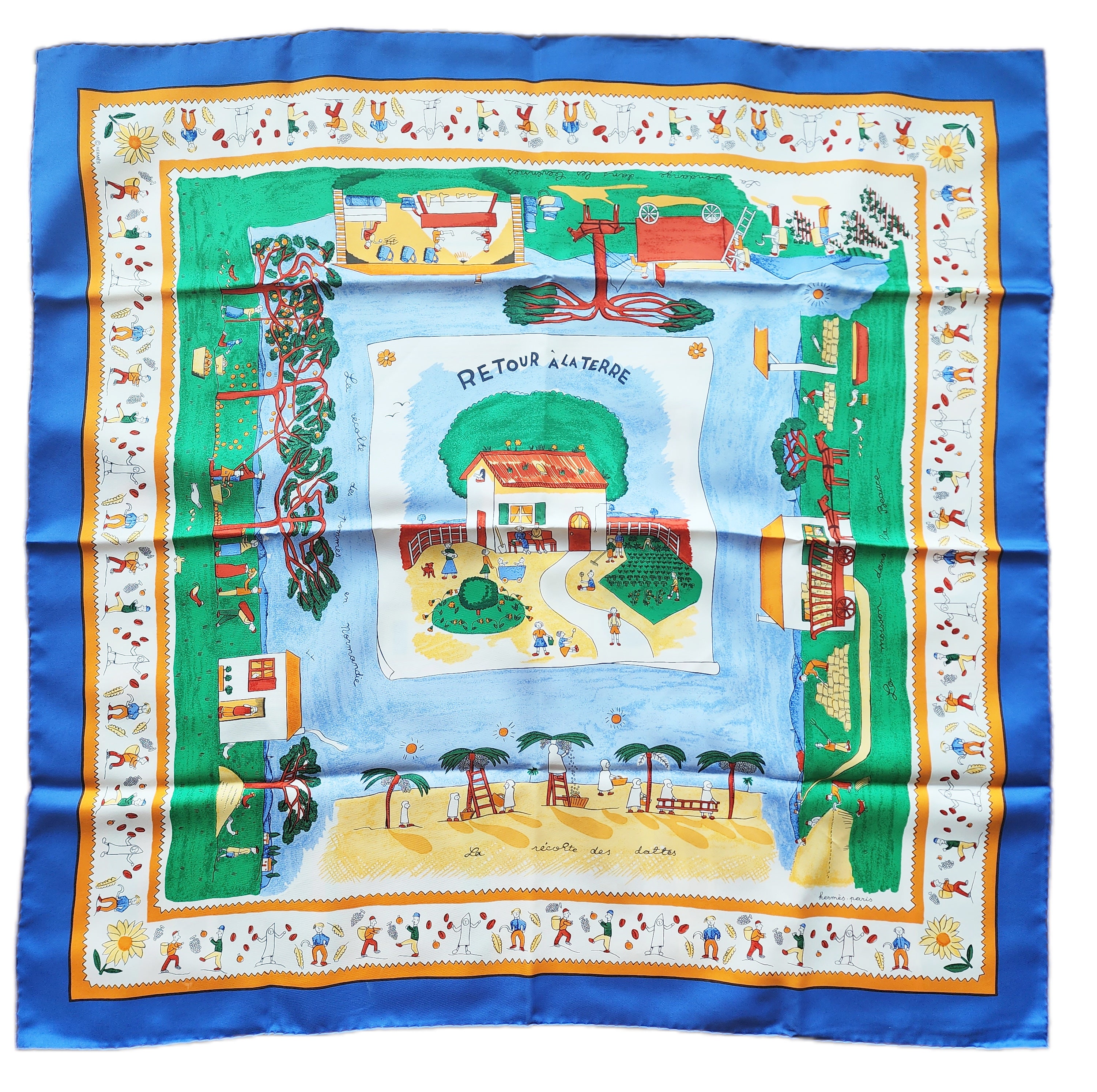 HERMES RETROU À LA TERRE スカーフ Collector Hermes Scarf 90cm Retour A La Terre by Oliver