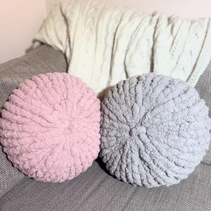 Hand Knitted Chunky Wool Cushion / Pouf, 4 Colours, UK Free Delivery”