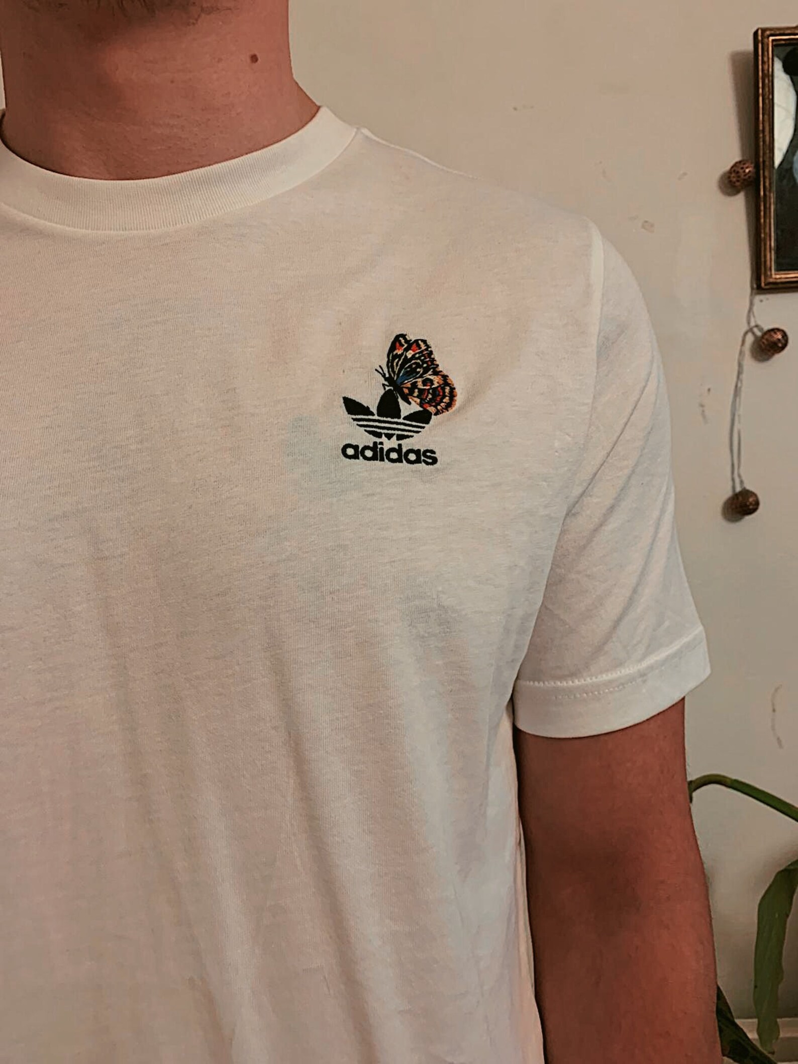 Hand Embroidered Adidas Butterfly T-shirt | Etsy