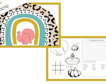 Colorful Thanksgiving Learn and Play placemat (Gold)