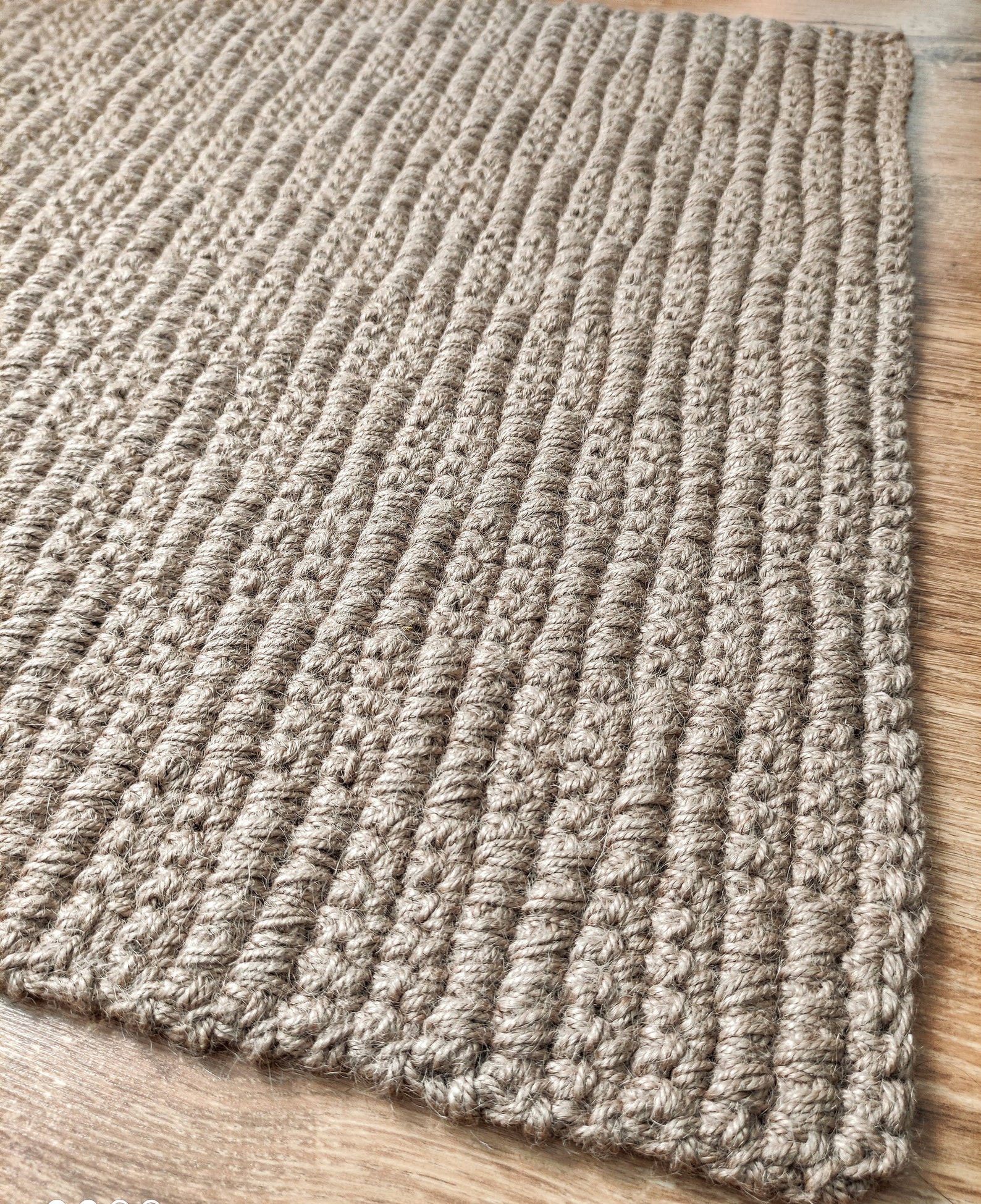 Small braided rug. Rectangular jute rug knitted. Vegan Etsy