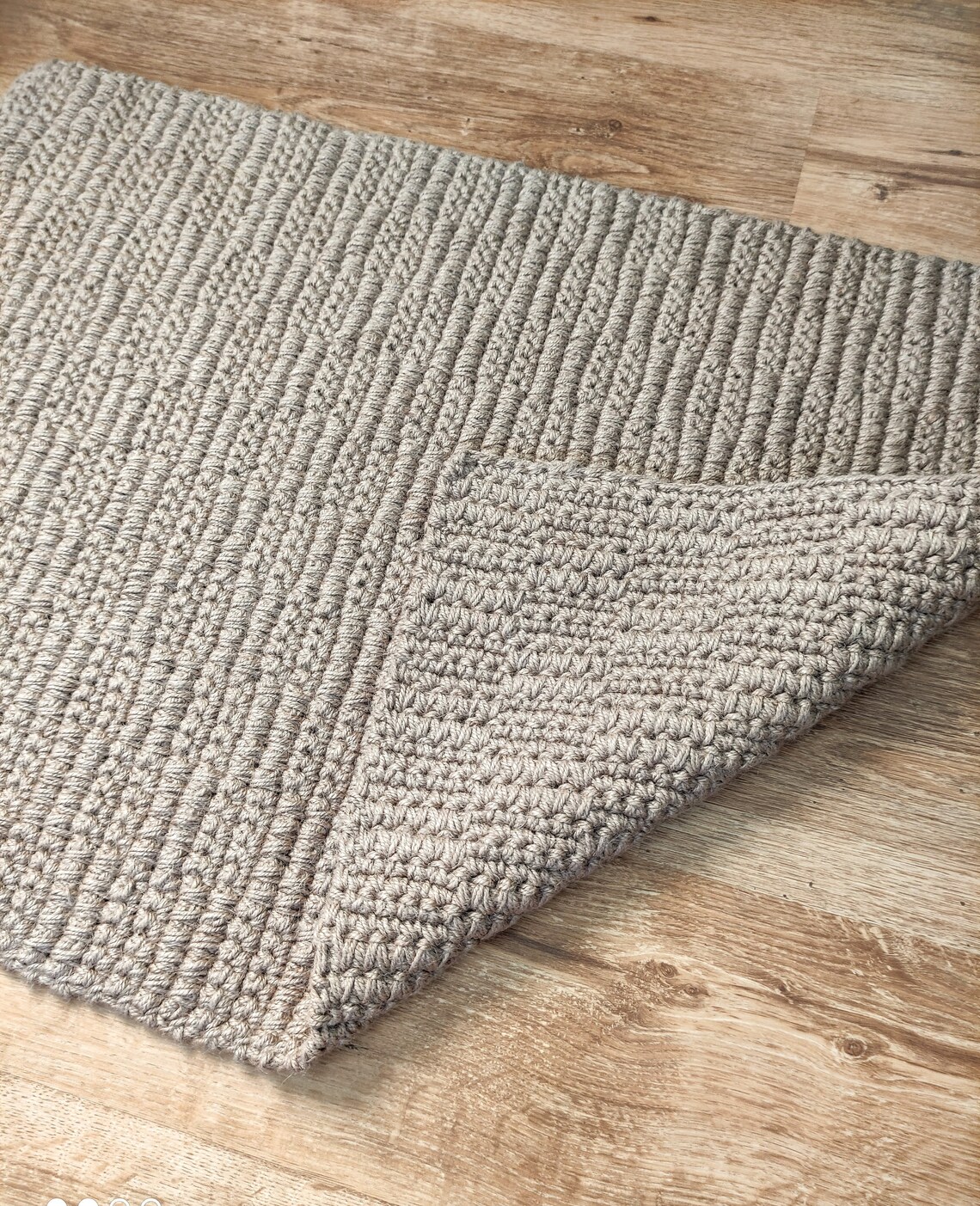 Small braided rug. Rectangular jute rug knitted. Vegan Etsy