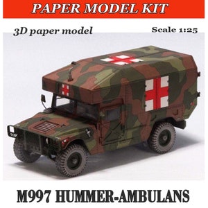 Paper Model Car: M997 Hummer Ambulance Plans (Print, Cut & Assemble)