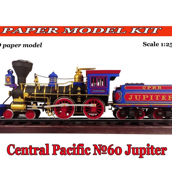 Modèle de train en papier Train Central Pacific Jupiter Kit de modèle en papier Imprimable Modèle de papier Papercraft 3D Diy comment faire