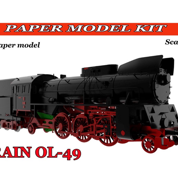 Modèle papier Kit de modèle de train Papercraft 3D Train OL-49 Diy imprimable comment faire de l’origami