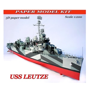 Maqueta de barco Maqueta de papel de barcos de guerra Papercraft Barco 3d Planos de maquetas de papel Instrucciones de montaje Modelo a escala 1:200