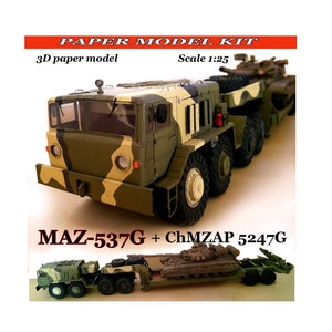 Paper model car Model truck MAZ 537G Paper model kit Papercraft 3d Car model kits Handmade model Paper model plans Assembly instruction