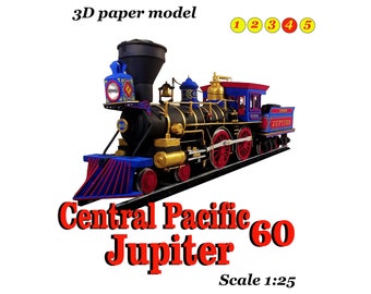 Zugmodell Bausatz Papiermodell Zug Papiermodell 3D Zentralpazifik Jupiter Zug Papiermodell Bausatz (DIY druckbar)