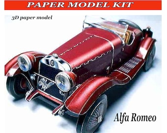 Maqueta de coche de papel Papercraft 3d Alfa Romeo Paper Model Car Kit: Planos de Papercraft 3D