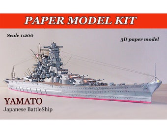 Paper model warships Papercraft 3d ship Model kit battleship Paper ship handmade Paper model plans Files for print Cut and assembly 1:200
