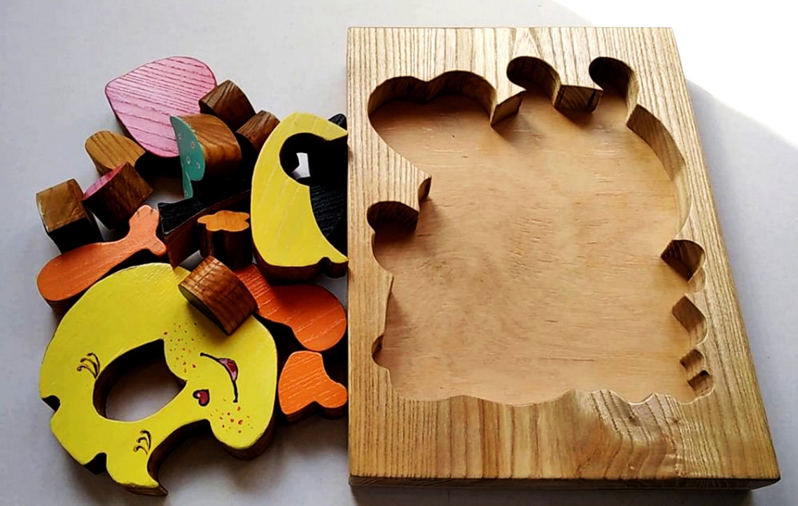 Holz-Puzzles für Kleinkinder Montessori Kleinkind Spielzeug | Etsy