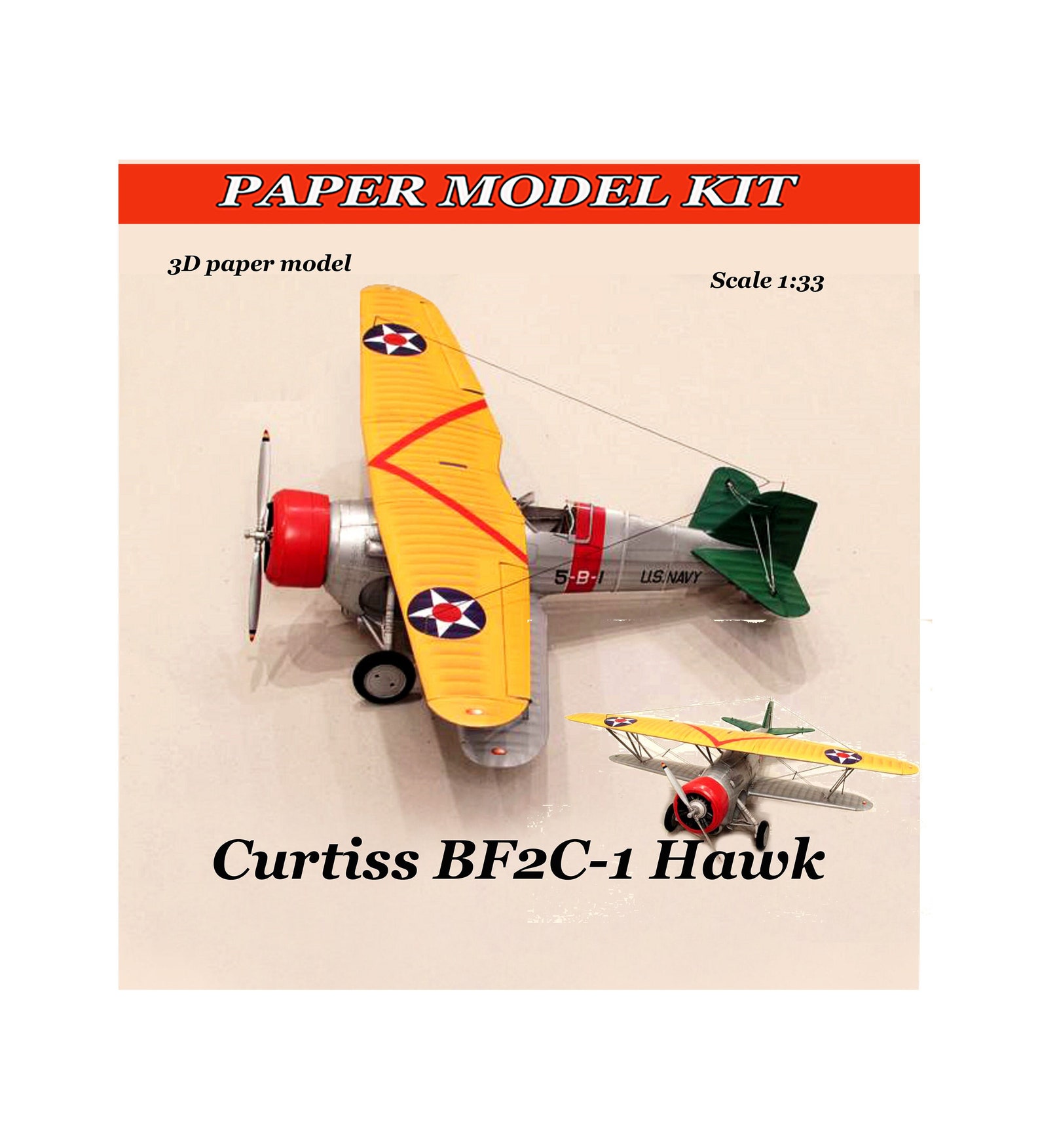Paper Model Airplan Paper Model Kit Papercraft 3d CURTISS BF2C-1 Hawk ...