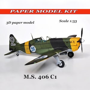 Model samolotu MS406C1 Zestaw modeli papierowych Model samolotu papierowy Papercraft 3d pdf Plany modeli papierowych Zestaw do tworzenia modeli