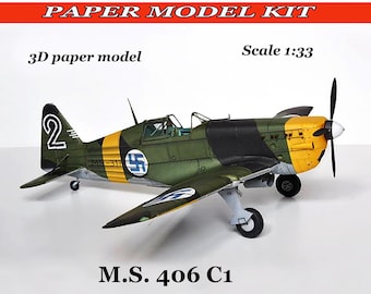 Maqueta de avión de papel MS406C1 Kit de maqueta de papel Maqueta de avión de papel PDF 3D Planos de maquetas de papel Kit de modelismo
