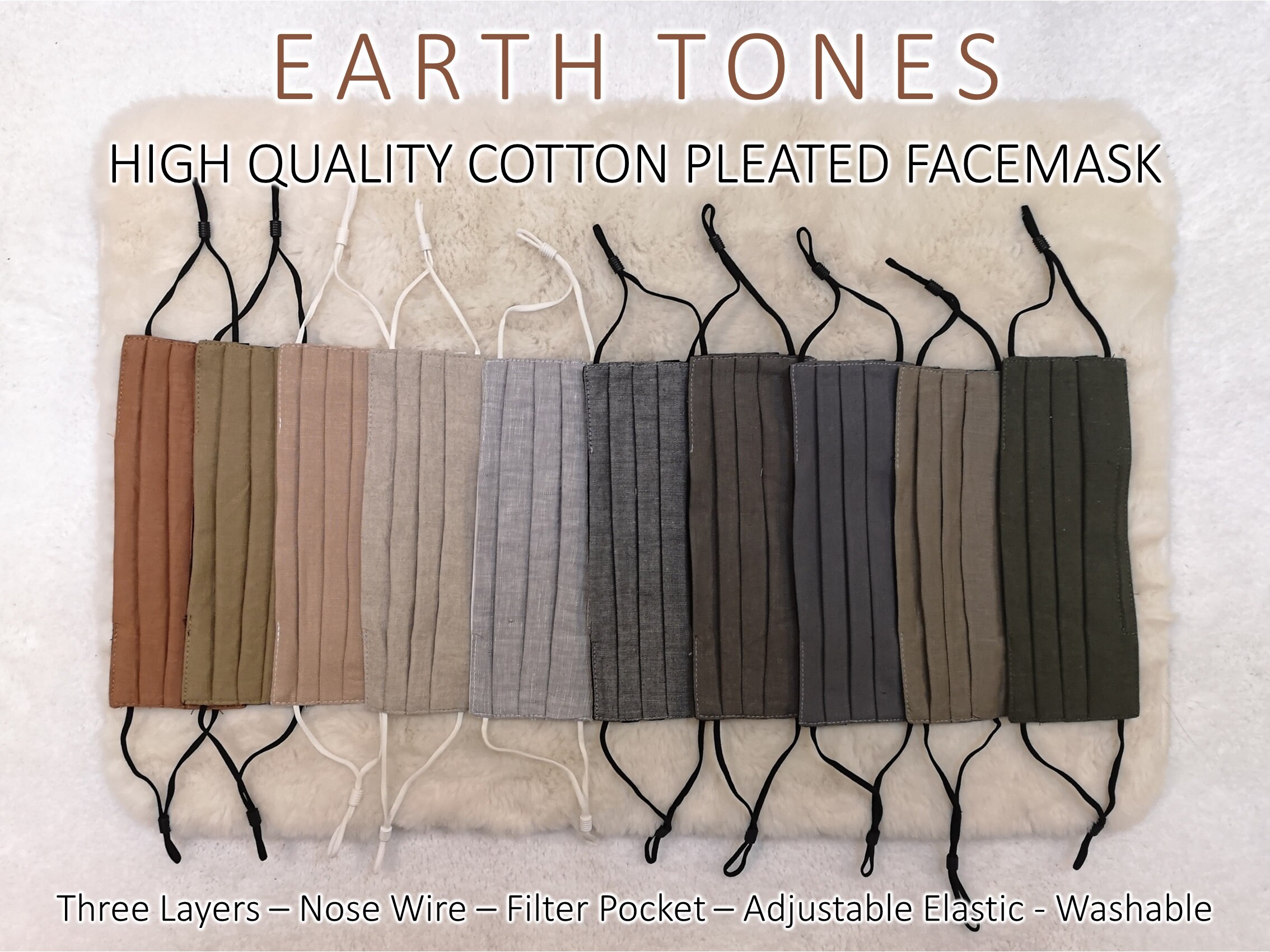 High Quality Cotton 3 Layer Washable Facemasks with Nose Wire, Filter…