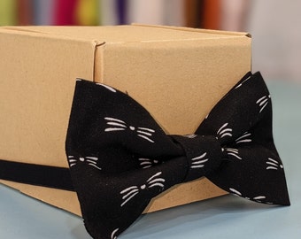 Cat Whiskers Bow Tie! Cotton Bow Ties. Handmade Fun Colours & Patterns. For Parties, weddings, Work, and Groomsmen. Easy to use.