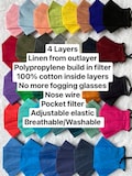 Linen! 2022 part 2.Facemarks-4 Layer Solid colour Origami. Nose Wires, Adjustable Sliders, Filter Pockets and Polypropylene Layer