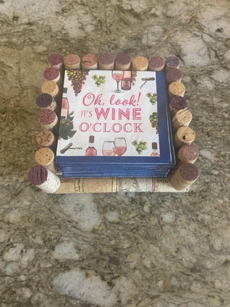 Wine Cork Napkin Holder Wine Corks Napkins Barware Kitchen Etsy