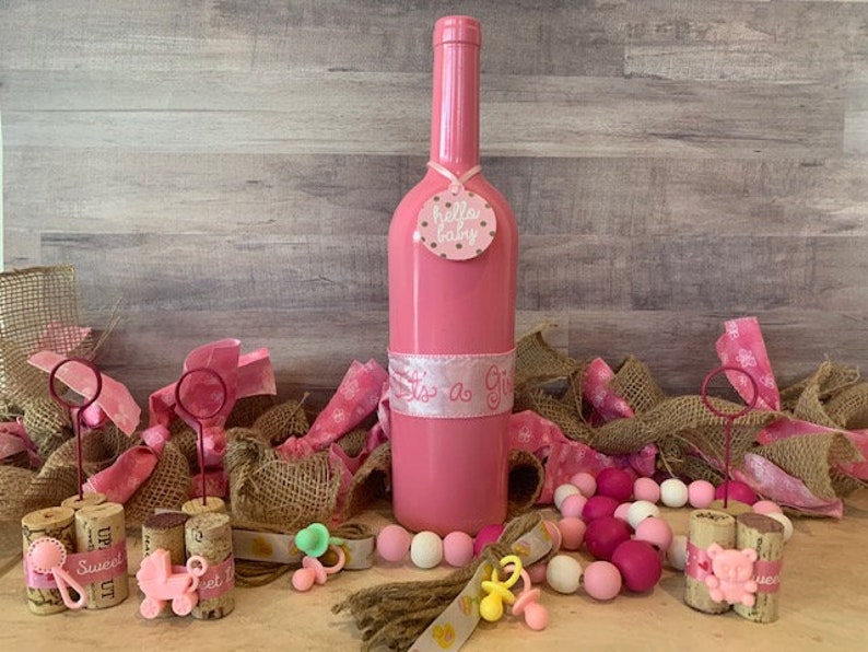 Baby Shower Recycled Wine Bottle Decor Baby Boy Wine Bottle Etsy