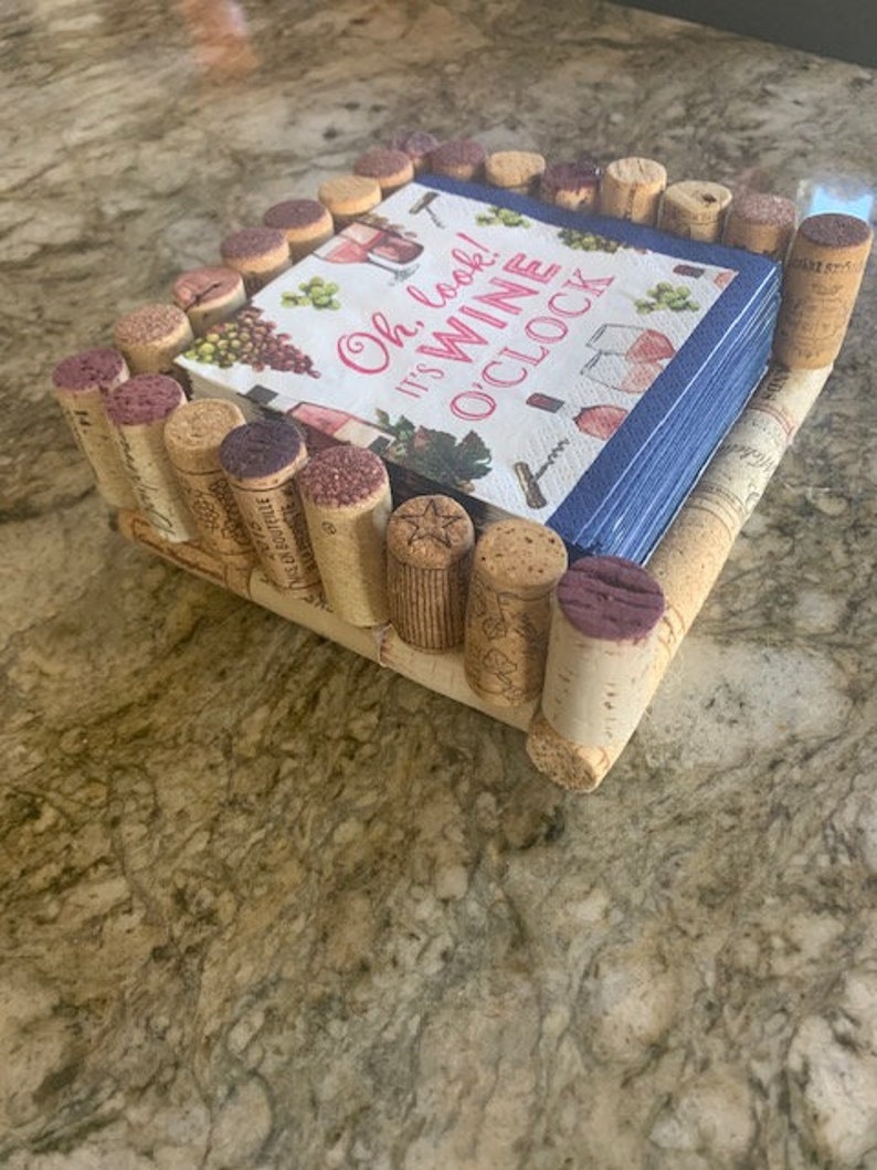 Wine Cork Napkin Holder Wine Corks Napkins Barware Kitchen Etsy