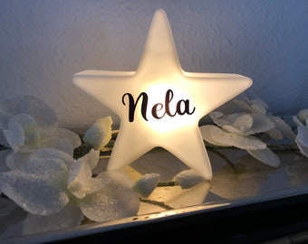Leuchtstern mit Namen * LED Stern * personalisiertes Geschenk zur Geburt, Weihnachten oder Taufe / Nachtlicht