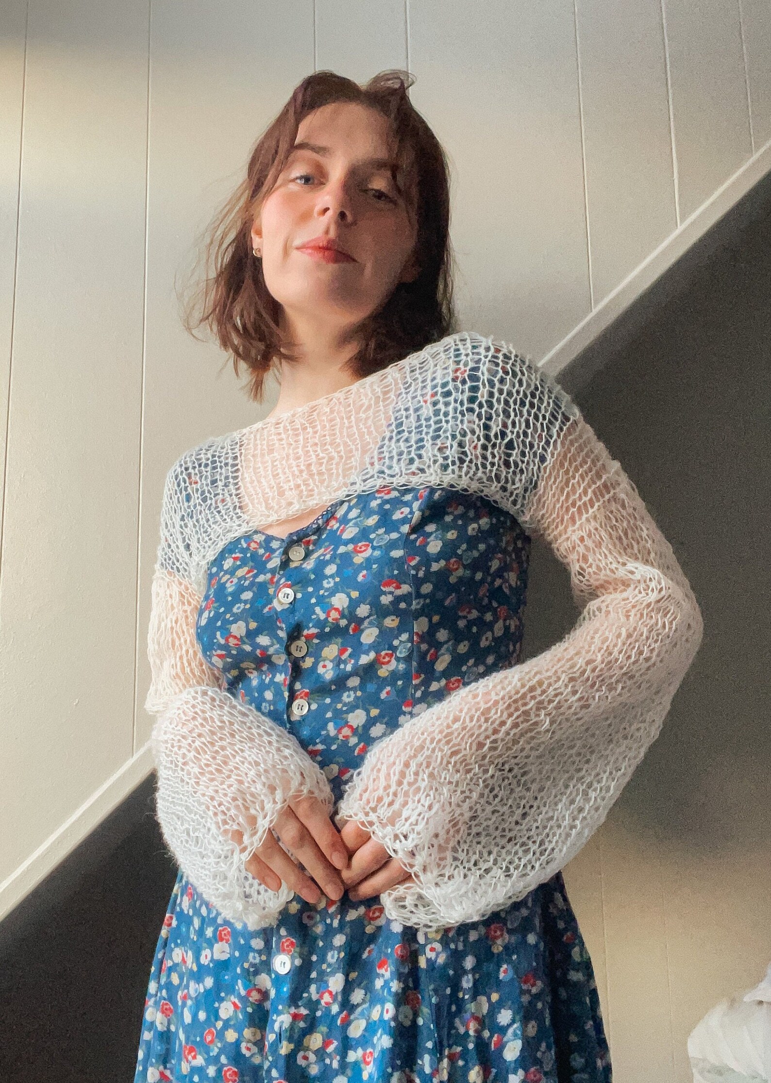 Mesh Sleeves Knitting Pattern Knit Shrug/bolero/jumper Etsy