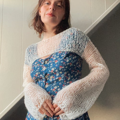 Mesh Sleeves Knitting Pattern Knit Shrug/bolero/jumper Etsy