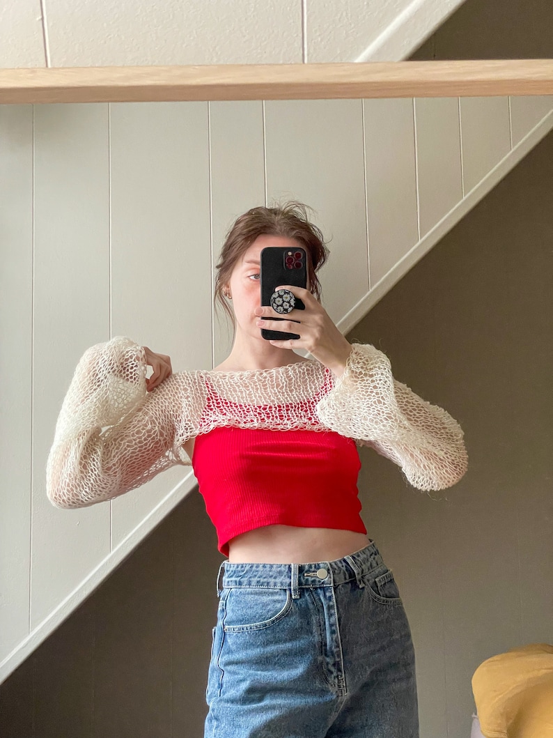 Mesh Sleeves Knitting Pattern Knit Shrug/bolero/jumper Etsy