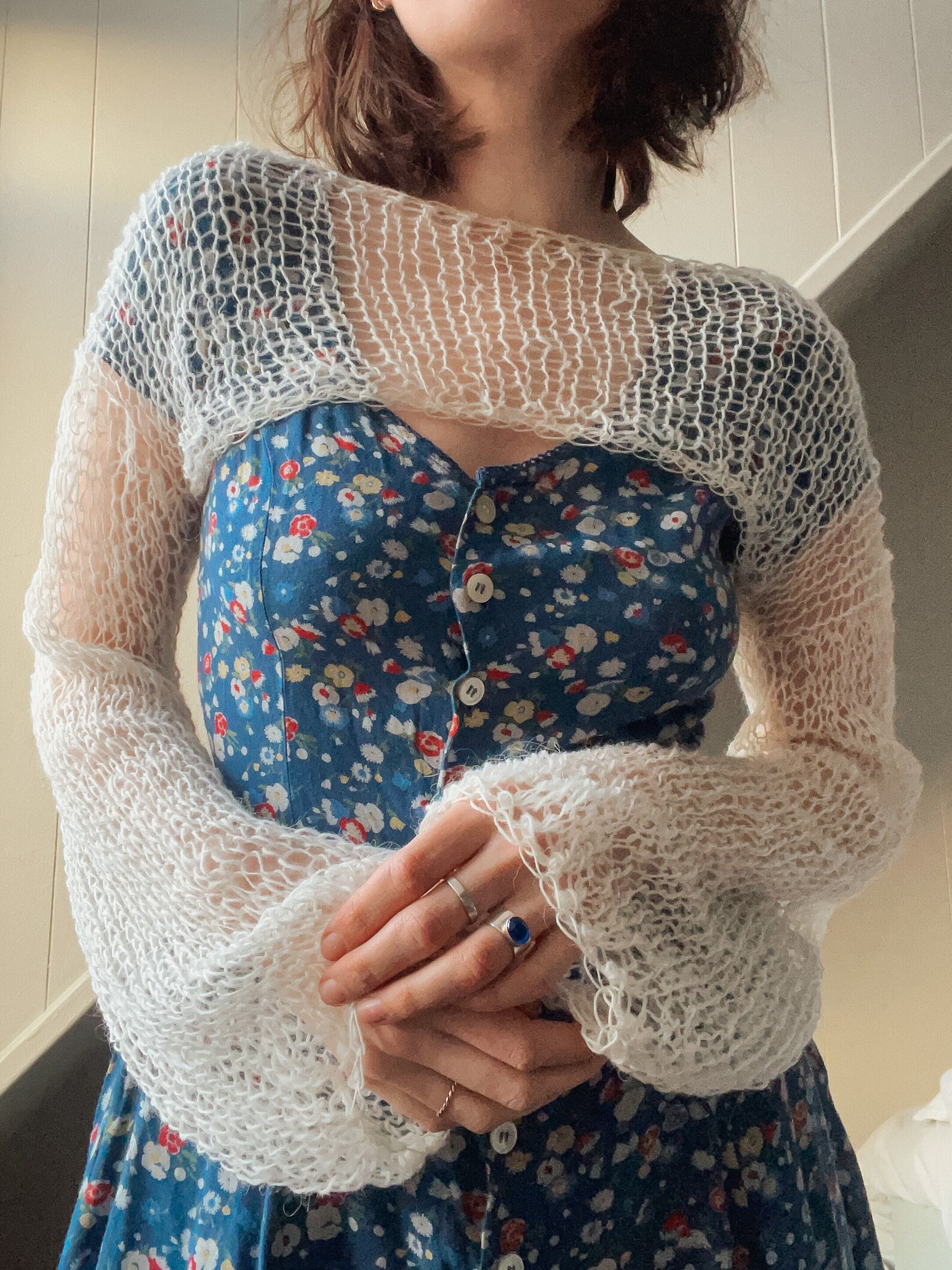 Mesh Sleeves Knitting Pattern Knit Shrug/bolero/jumper Etsy