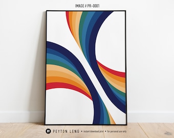 Abstract Rainbow Wall Art LGBTQ Pride Printable Poster Digital Download Colorful LGBT Downloadable Print