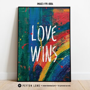 Love Wins Pride Poster Rainbow Wall Art Printable Poster Digital ...