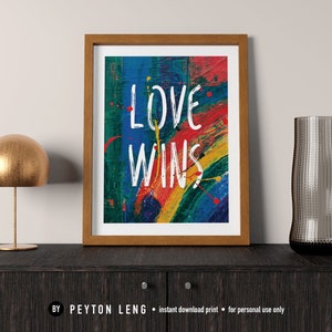 Love Wins Pride Poster Rainbow Wall Art Printable Poster Digital ...