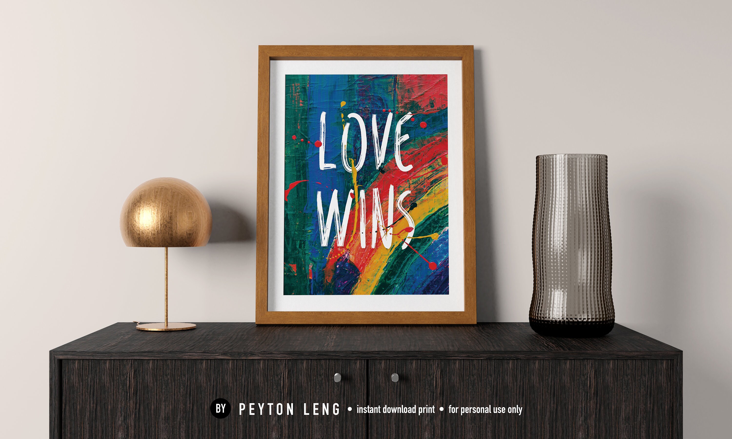 Love Wins Pride Poster Rainbow Wall Art Printable Poster Digital ...