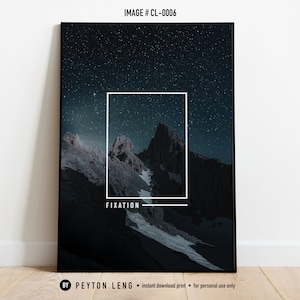 Night Sky Photography, Stars, Digital Download, Landscape Photography, Inspirational Poster Art, Nature Mountain Print, Wilderness Print