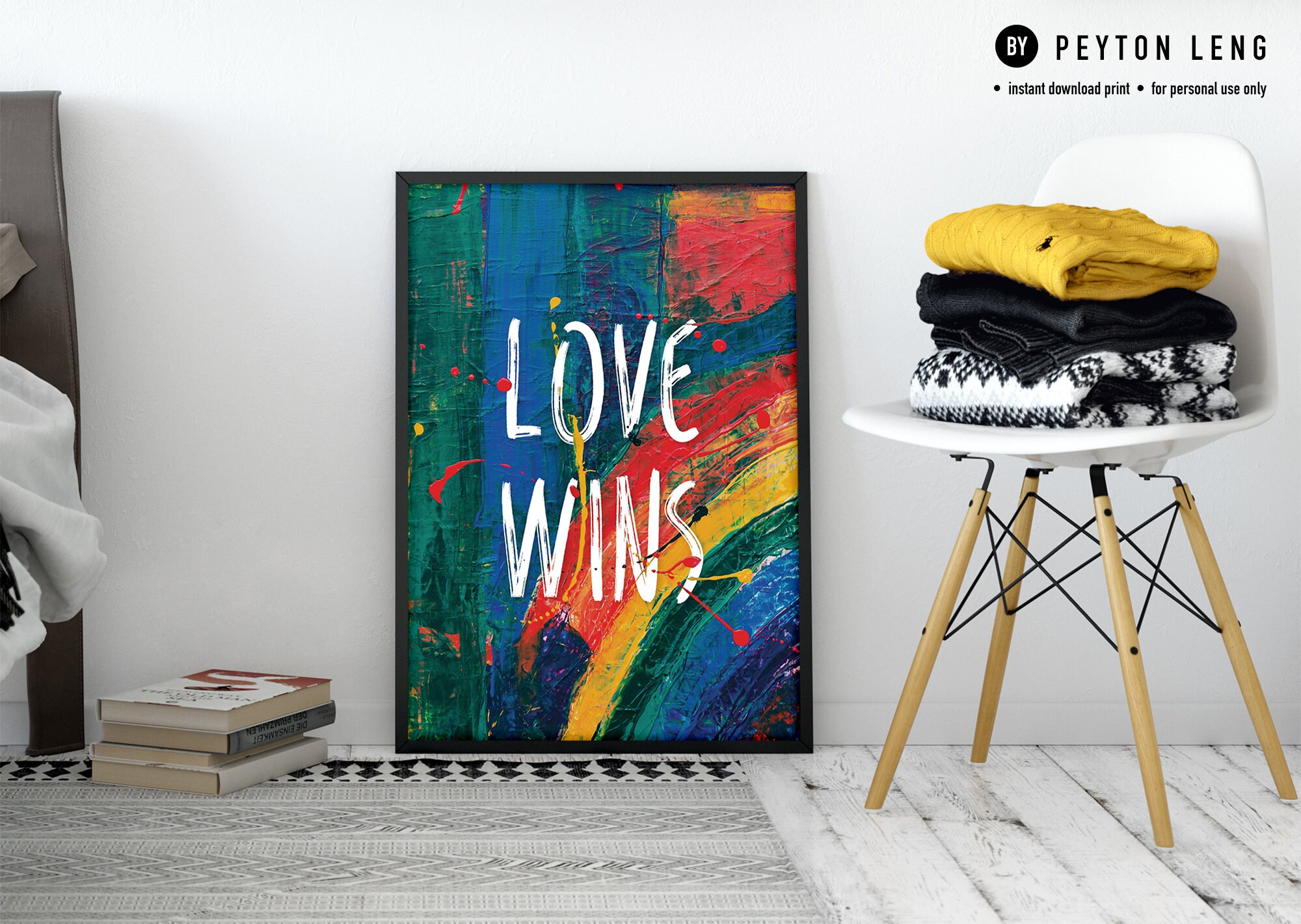 Love Wins Pride Poster Rainbow Wall Art Printable Poster Digital ...