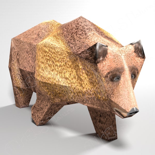 Brown bear (Ursus arctos) cut-out. Papercraft 3D in pdf.