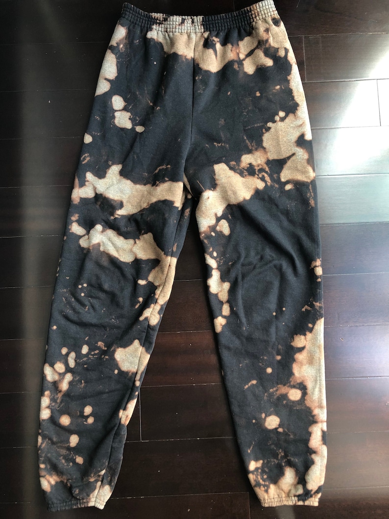 Black Tie Dye Bleach Sweatpants | Etsy