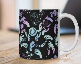 Witchy Coffee Mug - Wiccan Decor - Witchcraft Moon Phases Mug - Witchy Decor Gift - Boho Spiritual Mug - Pagan Mug - Spooky gifts for her